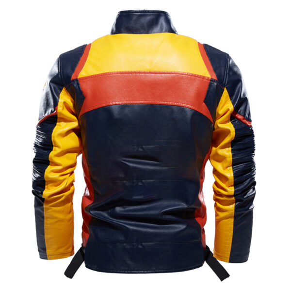 Multi Color Retro Moto Riding Sporty Leather Jacket - Image 3