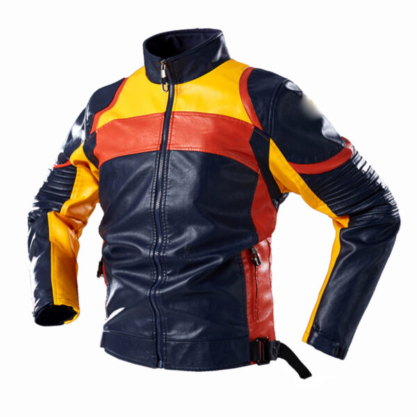 Multi Color Retro Moto Riding Sporty Leather Jacket - Image 4
