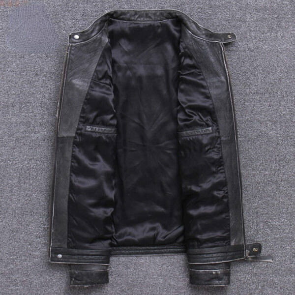 Patched Vintage biker Leather Jacket - Image 3