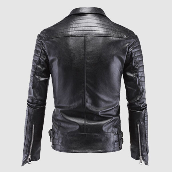 Skull Metal Studded Punk Motorcycle Leather Jacket - Image 2
