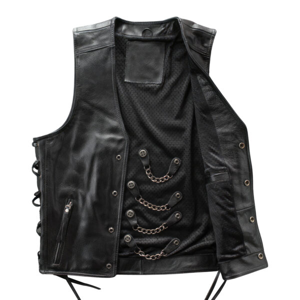 Trendy Motorcycle Street wear Punk Leather Waistcoat - Image 3