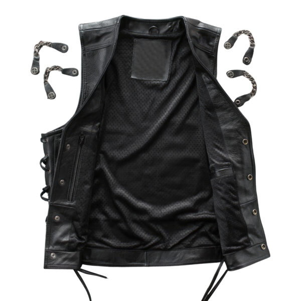 Trendy Motorcycle Street wear Punk Leather Waistcoat - Image 4