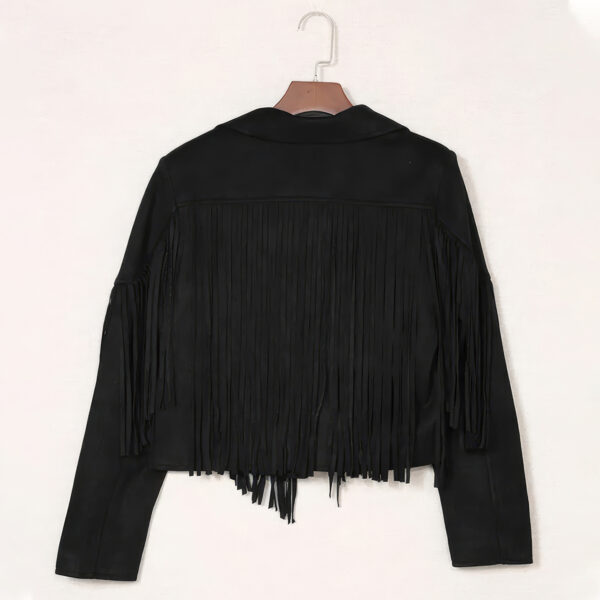 Genuine Suede Tassel Lapel Native American Vintage Leather Jacket - Image 2