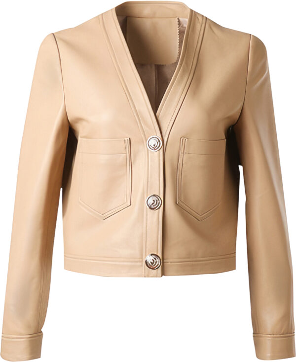 Genuine Sheepskin Vintage V-Neck Shirt Korean Streetwear Leather Jacket