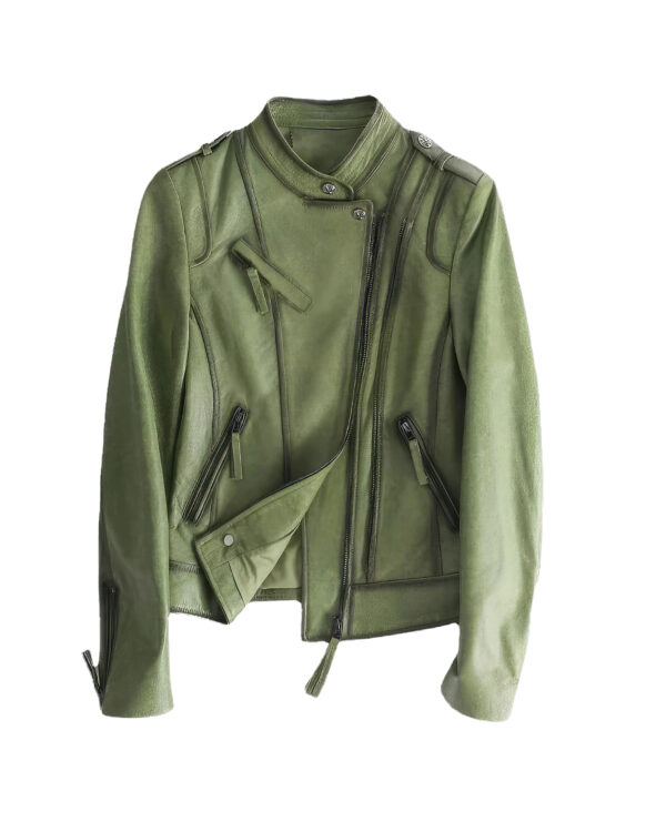 Genuine Sheepskin Multi Zipper Slim Biker Asymmetric Leather Jacket