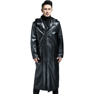 Zip Up WW2 Hooded Leather Duster Jacket
