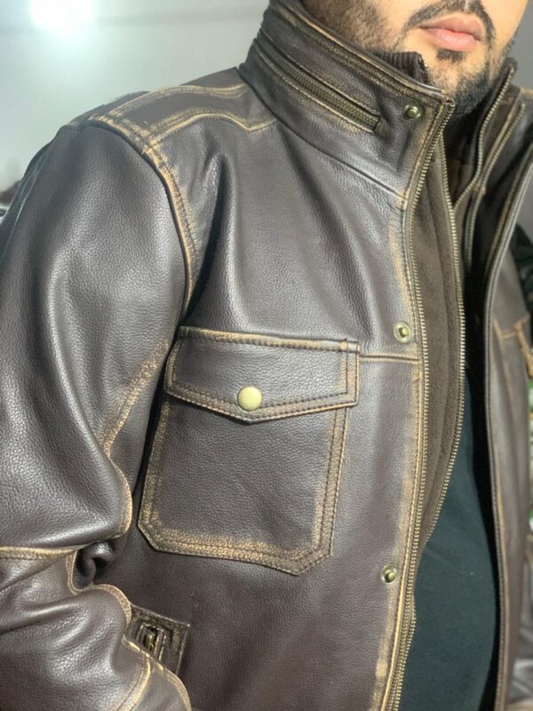 Vintage Brown Cowhide Leather Jacket - Image 2