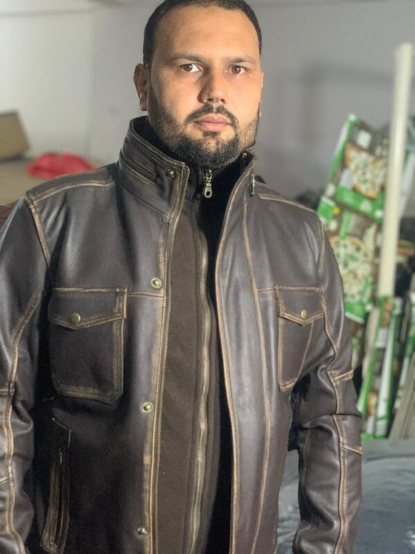 Vintage Brown Cowhide Leather Jacket - Image 4