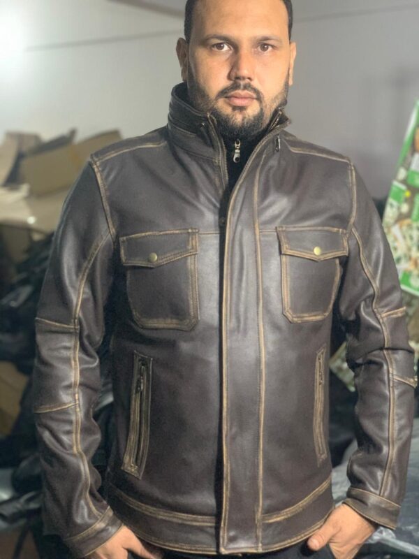 Vintage Brown Cowhide Leather Jacket - Image 5