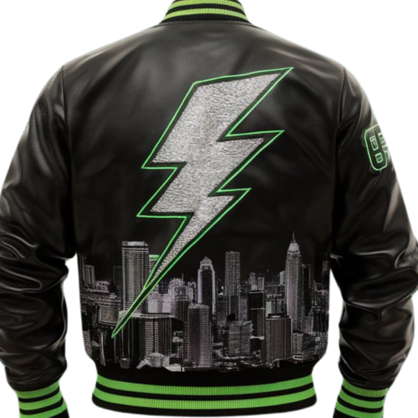 Pulse Gear Electric Blue Lightning Bomber Jacket - Image 2