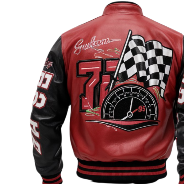 Velocity Racing Leather Bomber Jacket - Image 2