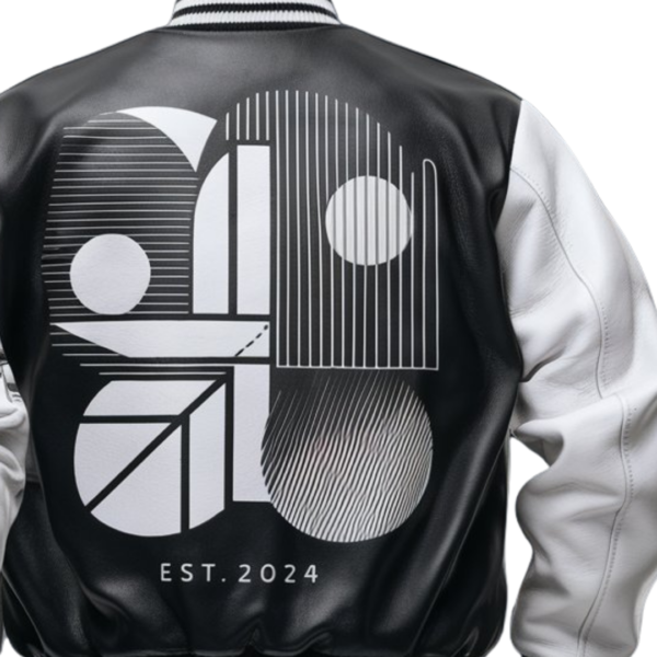 Graphix Graffiti Monochrome Leather Bomber Jacket - Image 2