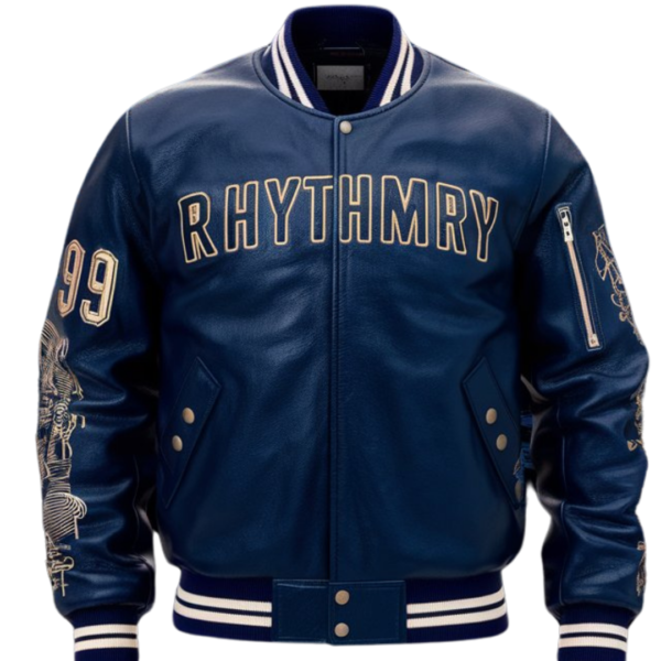 Rhythmry Soundwave Red Leather Bomber Jacket