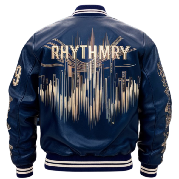 Rhythmry Soundwave Red Leather Bomber Jacket - Image 2