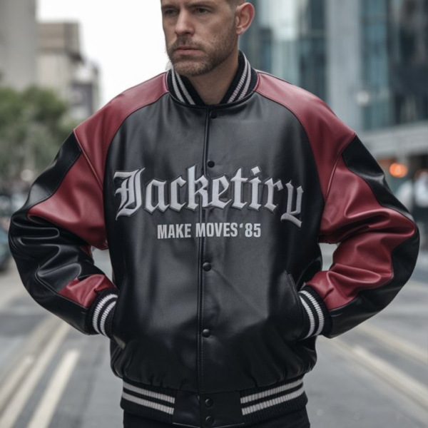 Jet Black & Ruby Red Chess Bomber - Image 2