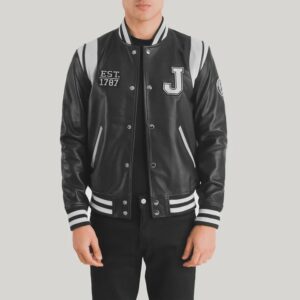 New Jersey Black Leather Varsity Jacket | Liberté Style Bomber Jacket | Men’s & Women’s Fashion