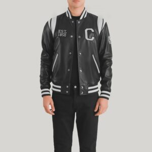 Liberte California Black Leather Varsity Jacket – Classic Unisex Bomber Style
